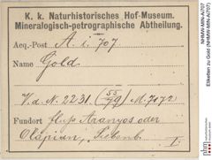 Etiketten zu Gold (NHMW-MIN-Ai707)
